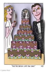 AND THE BRIDE CUTS THE CAKE